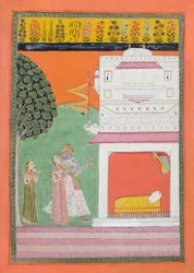 Lovers approaching a bed chamber, Malwa